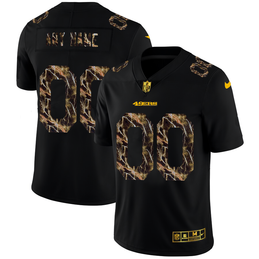 2020 San Francisco 49ers Custom Men Black Nike Flocked Lightning Vapor Limited NFL Jersey